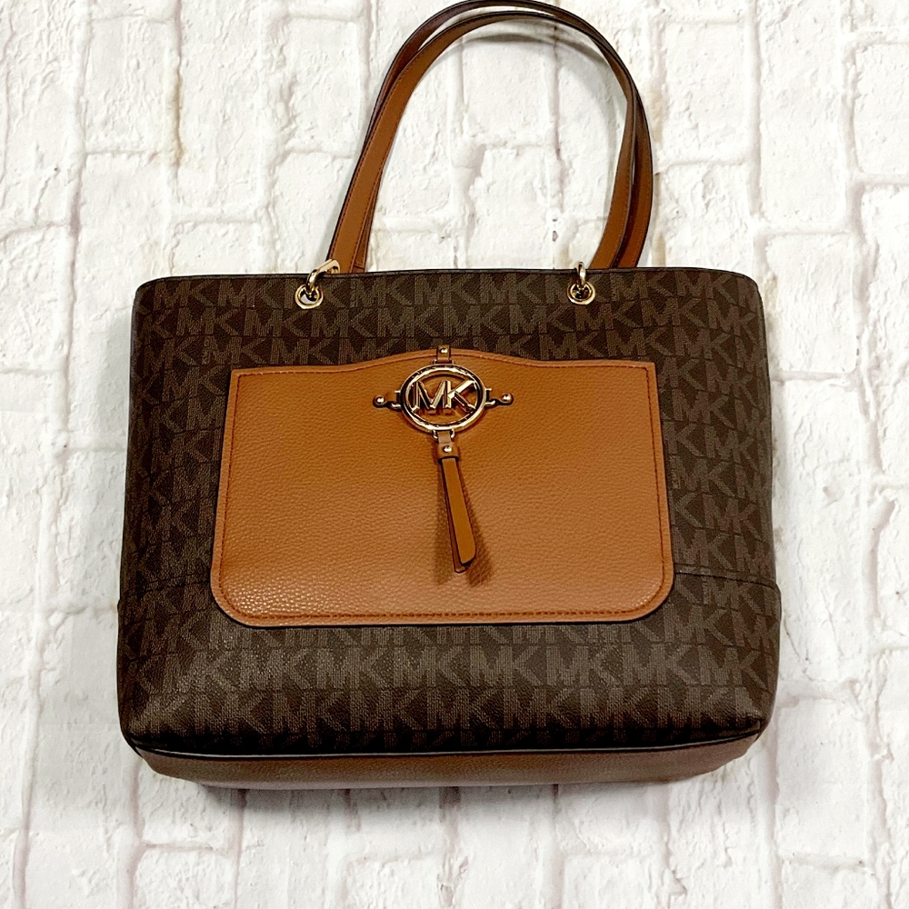 LAST 1❗️MICHAEL KORS Amy Large Tote In Brown/Luggage Color Retails $358 - Picture 2 of 12
